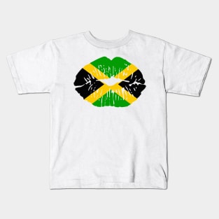 Womens Jamaica Lips Kiss Jamaican Flag Pride Kids T-Shirt